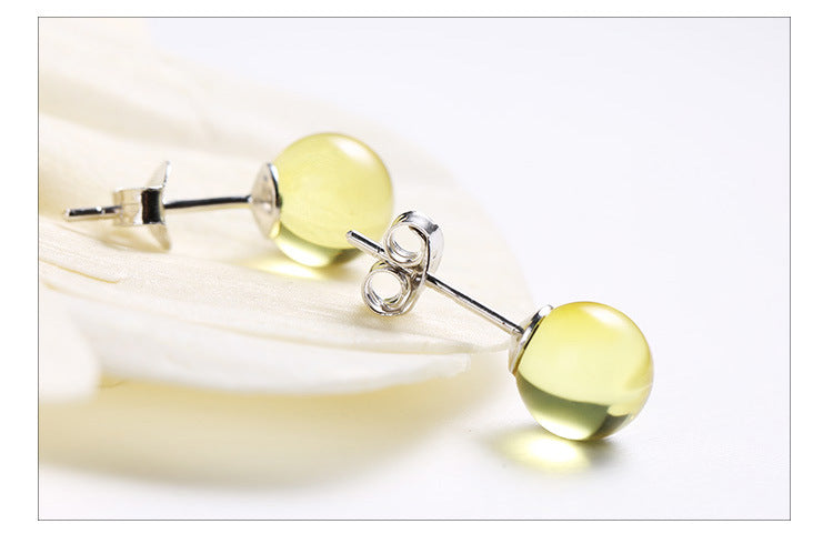 Baltic Amber Earring 100% Natural Amber Jewelry Certificated Authenticity Honey Gold Flower Round Beads Stud Earrings