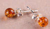 Baltic Amber Earring 100% Natural Amber Jewelry Certificated Authenticity Honey Gold Flower Round Beads Stud Earrings