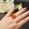 Baltic Amber Flower Rings for Women Genuine Gemstone Stunning Natural Amber Chips Ring Handmade Jewelry Anel Wholesale