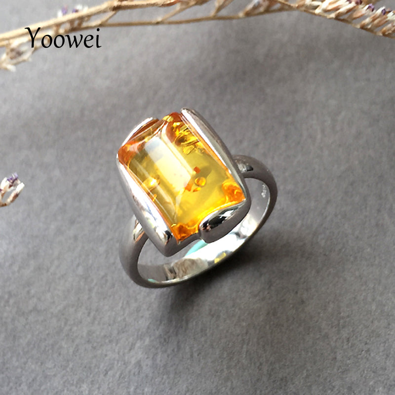 Baltic Genuine Amber Rings for Women Gorgeous Gift Certificate Golden Gems Size 7 Natural Amber Wedding Jewelry Wholesale
