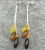 Brand 4g Natural Amber Earrings S925 Silver Long Drop Dangling Earrings Gift Genuine Baltic Amber Women Jewelry Wholesale