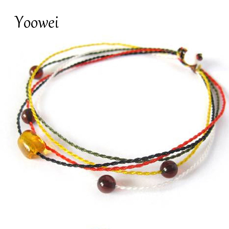Brand Natural Amber Bracelet Multilayered 5 Thread Colorful Rope Handmade Unique Gift Designer Jewelry for Men Women Girl