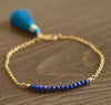 Chic Tassel Bracelets for Women Handmade Tiny Natural Lapis Lazuli Agate Amber Stone Jewelry Female diy Tassel Jewelry