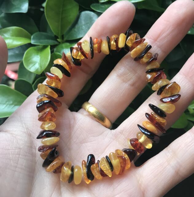 Chips Amber Bracelet Elastic Design Irregular Natural Multicolor Bead Baltic Chips Adult Bracelet Amber Jewelry Wholesale
