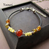 Irregular Amber Bracelets for Women Gorgeous Handmade Genuine Natural Stones Leather Baltic Amber Jewelry Manafacturer