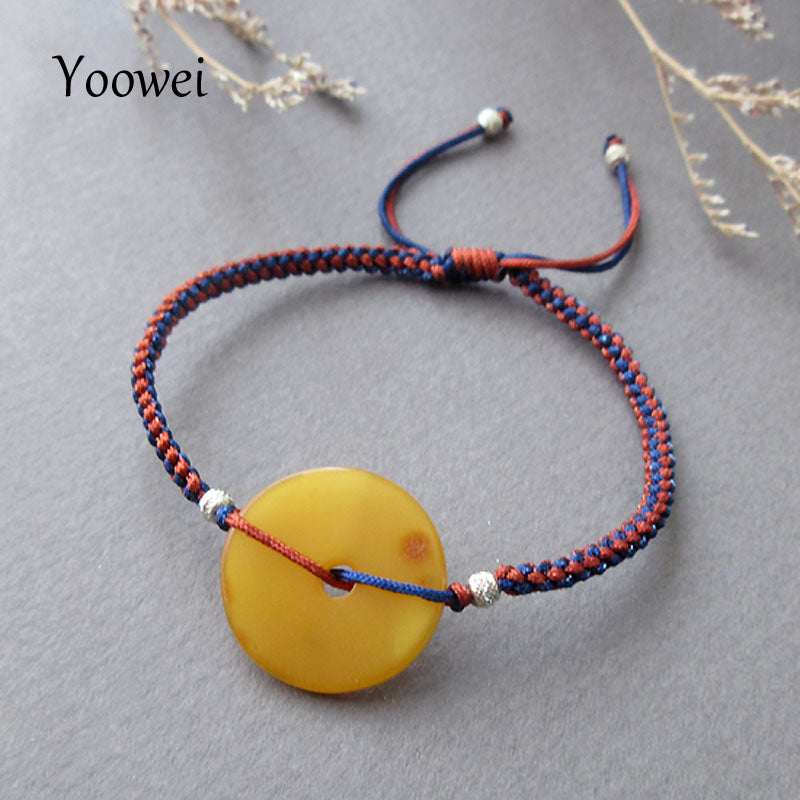 Natural Amber Bracelet Round Female Luxury Original Beads Precious Gems Braided Baltic Amber Bracelet Jewelry Wholesale