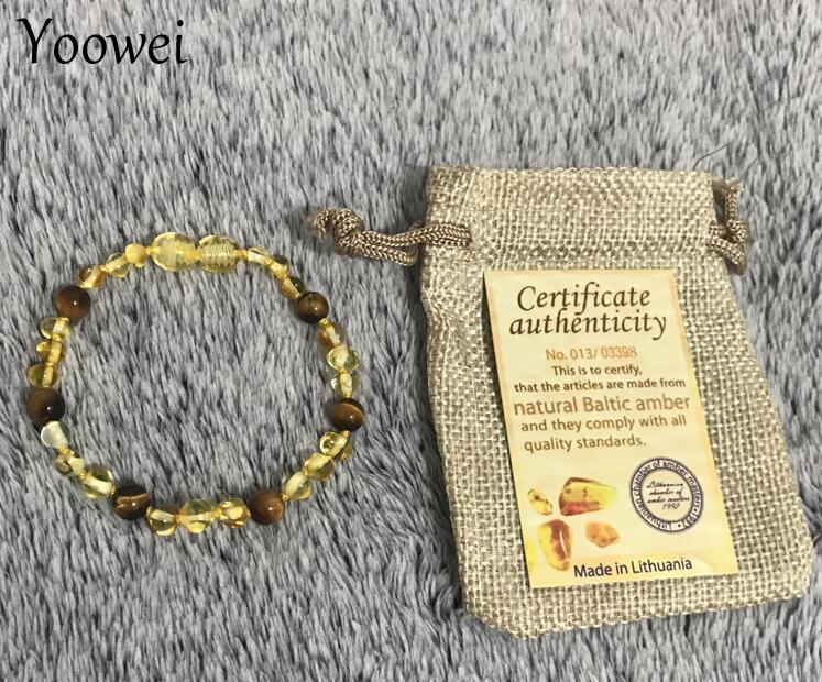 Natural Amber Bracelet with Tiger Eye Lapis Lazuli Personalized Bracelet Baltic Amber Necklace Baby Boy Jewelry Wholesale