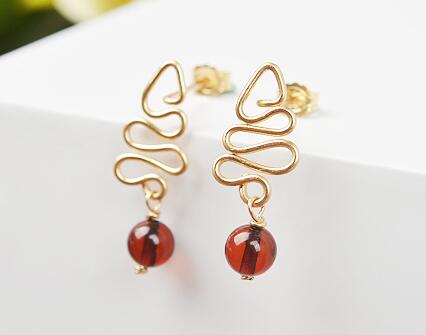 Natural Amber Earrings Christmas Tree Unique Gift Trendy Original Tiny Amber Earrings for Girl Handmade Designer Jewelry