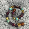 Natural Baby Amber Bracelet/Necklace Turquoise Amethyst Gems diy Custom Adult Kid Baltic Amber Teething Jewelry Wholesale