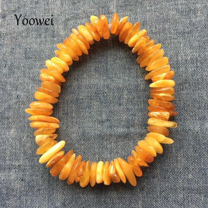 Natural Baltic Amber Bracelet Irregular Beads Original Amber Jewelry Precious Elastic Stretch Bracelets Female pulseras