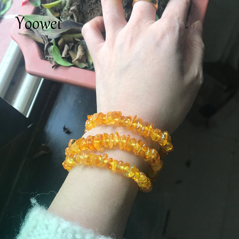 New Amber Bracelet for Women Natural Baltic Irregular Beads Gorgeous Luxurious Gift Genuine Chips Amber Jewelry Wholesale