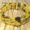 Plant Green Amber Stretch Bracelet for Women Adult Luxurious Gift Unique Handmade Genuine Natural Amber Jewelry Wholesale