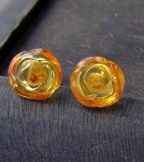 Rose Flower Amber Earrings for Women Girl Chic Romantic Stud Earrings Trendy Style Baltic Natural Amber Jewelry Wholesale