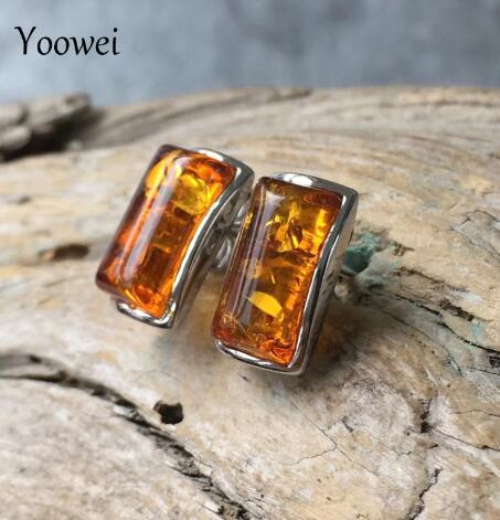 Small Amber Earrings for Women 5 Color Chic Mini Geometric Stud Earring Trendy Baltic Natural Amber Jewelry Wholesale
