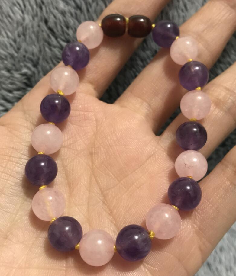 Wholesale Amber Bracelet/Necklace for Adult 8mm Natural Amethyst Agate Gemstone Customized Baltic Amber Jewelry Supplies