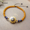 Wholesale Amber Bracelet for Women Enamel Design Natural Lapis Lazuli Baltic Round Amber Jewelry Adjustable Strand Bijoux