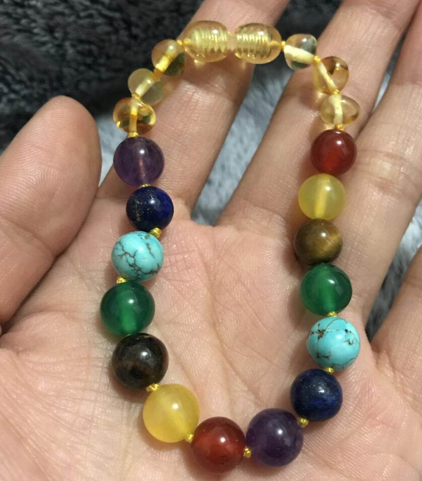 Wholesale Baby Amber Jewelry 8mm Natural Gemstone Turquoise Agate Amethyst Custom Jewelry Baltic Amber Bracelet Necklace