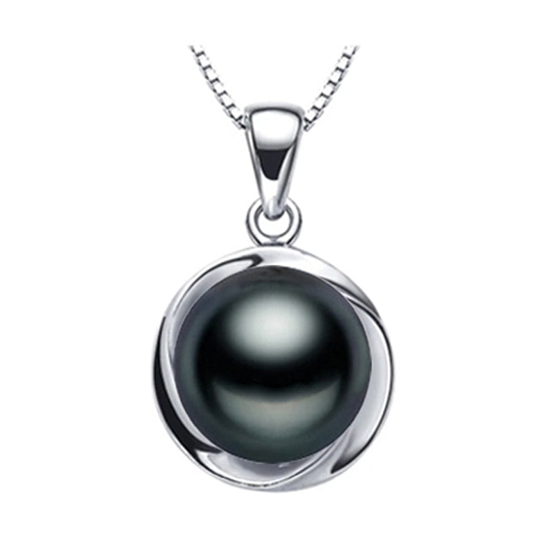 top quality 925 sterling silver black pearl pendant necklace for women