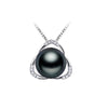 top quality 925 sterling silver black pearl pendant necklace for women