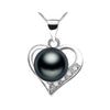top quality 925 sterling silver black pearl pendant necklace for women