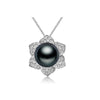 top quality 925 sterling silver black pearl pendant necklace for women