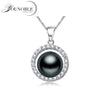 top quality 925 sterling silver black pearl pendant necklace for women