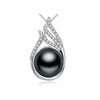 top quality 925 sterling silver black pearl pendant necklace for women