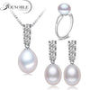 YouNoble Trendy natural pearl Necklace Set women freshwatewr pearl Jewelry Necklace Earring African Jewelry Sets White 45cm
