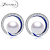YouNoble real fashion 925 silver big Enamel Earrings bridal,cute natural pearl earrings for women white pink purple