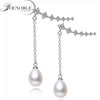 YouNoble real natural pearl clip-on earrings,fancy 925 sterling silver hanging earrings birthd for women white pink