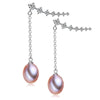 YouNoble real natural pearl clip-on earrings,fancy 925 sterling silver hanging earrings birthd for women white pink