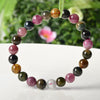 Yu Xin Yuan Fine Jewelry Exquisite Hand-string Natural Five-color National Wind 8mm Single Ring Tourmaline Bracelet