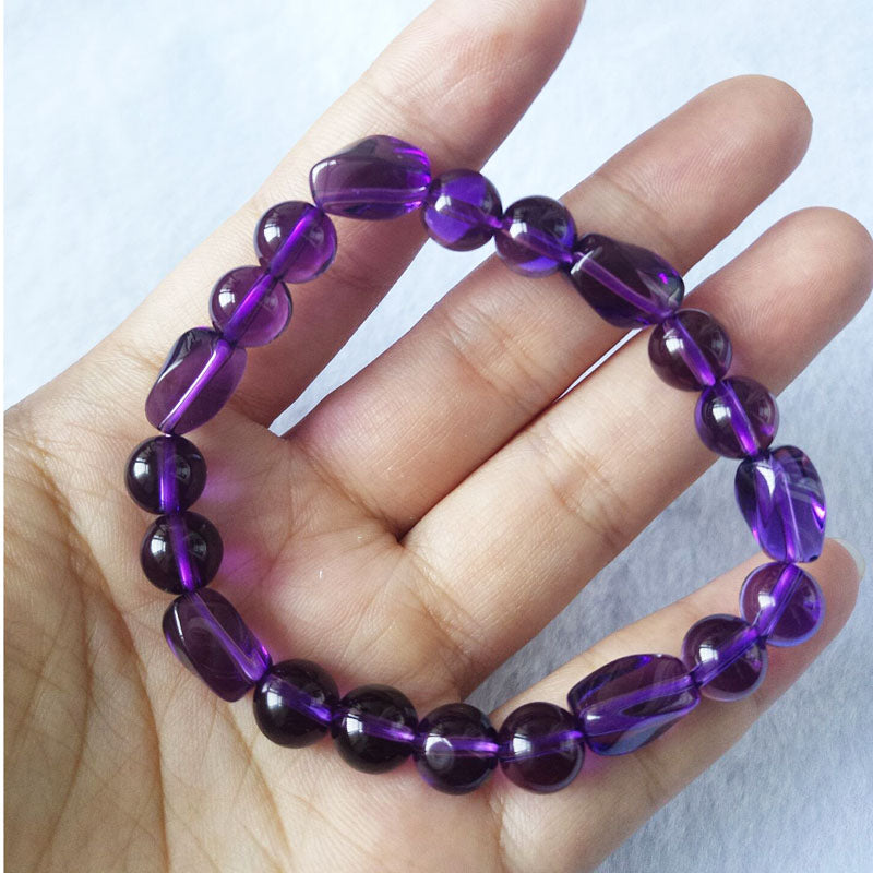 Natural Purple Amethyst 925 Sterling Silver Pearl Round Charm Bracelets Lady Bohemia Fine Jewelry for Woman Anniversary Gift