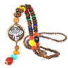 Handmade Nepal Necklace Buddhist Mala Wood Beads Pendant & Necklace Ethnic Horn Fish Long Statement Jewelry Women Men