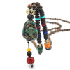 Handmade Nepal Necklace Buddhist Mala Wood Beads Pendant & Necklace Ethnic Horn Fish Long Statement Jewelry Women Men