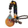 Handmade Nepal Necklace Buddhist Mala Wood Beads Pendant & Necklace Ethnic Horn Fish Long Statement Jewelry Women Men