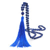 New Unique Natural Howlite Stone Kontted Long Tassel Necklace Blue Beads Mala Tassels Necklace Women Yoga Necklace