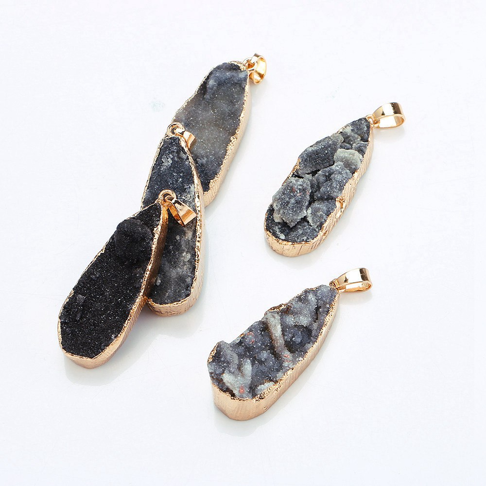 100% Natural Crystal Necklace Pendant Water Droplets Charms Plated Natural Clusters Necklaces Jewelry Men Gemstone Women