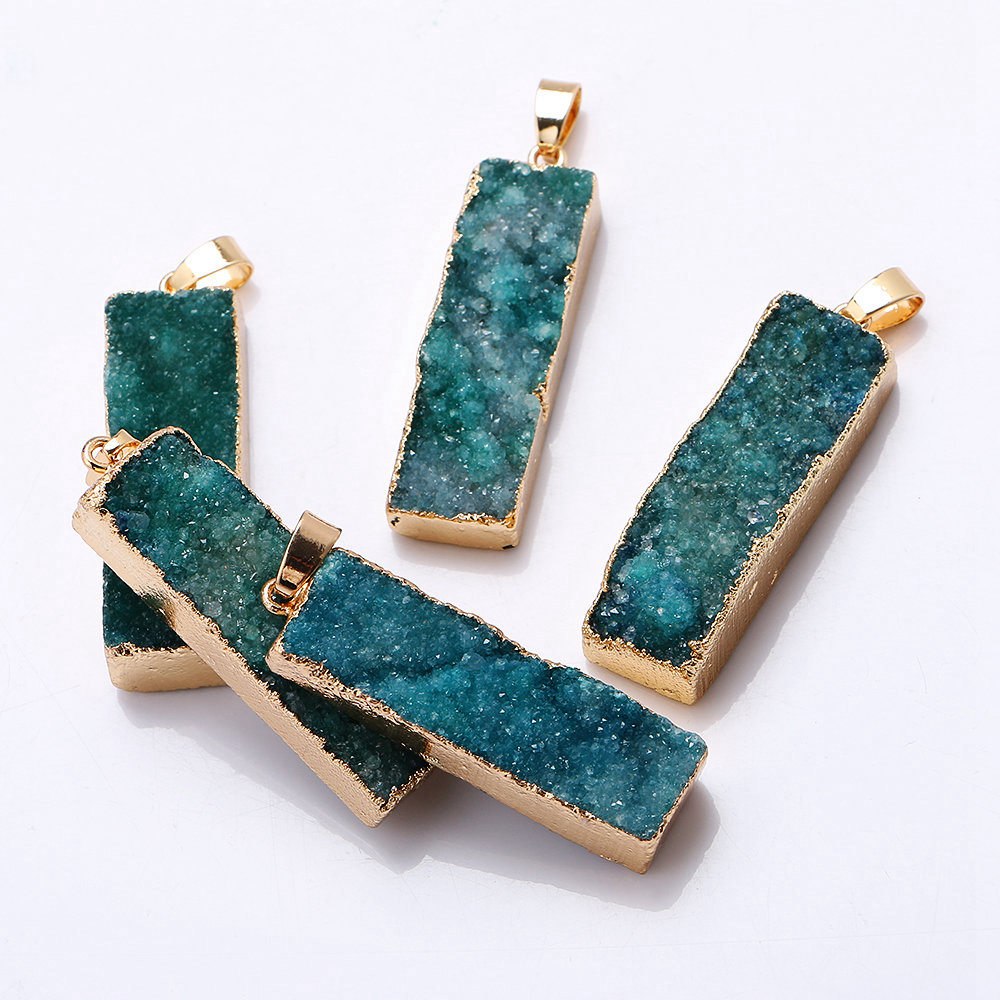 1pcs Sale Fashion Rectangle Natural Stone Quartz Crystal Stones Pendant Chain Necklace Charms Jewelry Fashion Style Girl