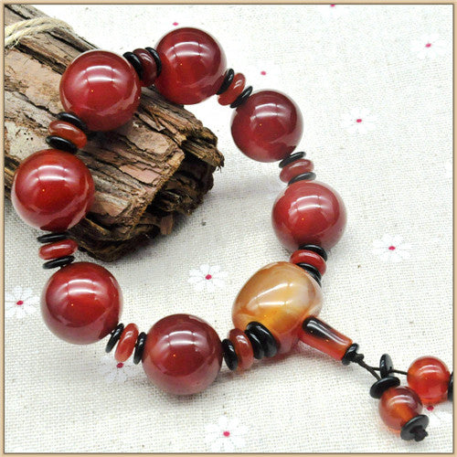 20MM Natural Red Agate Bracelet Strand Bracelets Men Women Crystal Agate Stone Anniversary Bracelets for couples Romantic