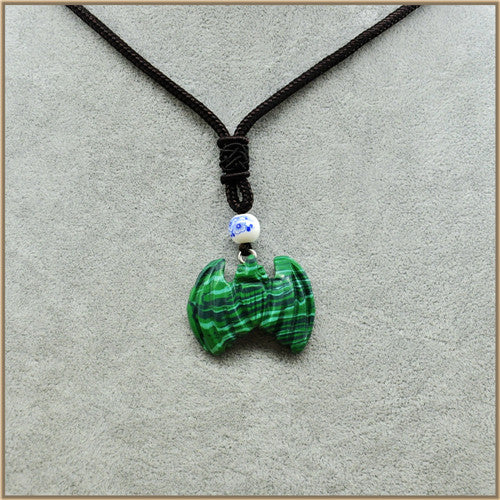 33mm Animal Bat Pendant Necklace Fine Natrual Material Turquoise Obsidian Agate Chalcedony Rose Quartz Trendy Necklaces