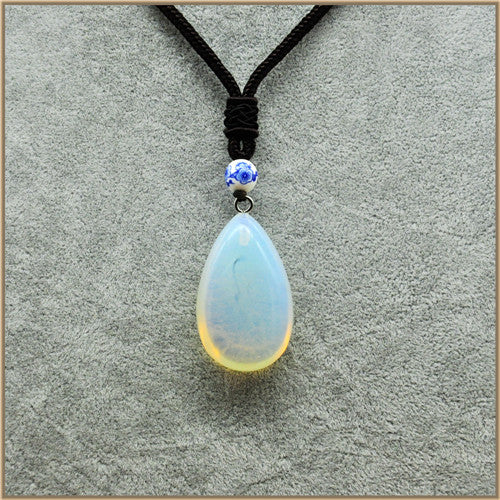 44mm Natrual Agate Bead Pendant Necklaces Water Drop Jewellery Necklace Women Men Romantik Necklace Party Collier Femme