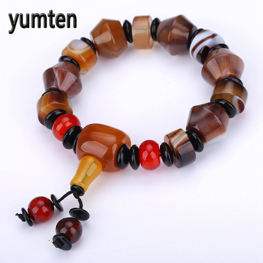 Agate Bracelet Men Wristband Power Natural Stone Chakra Healing Balance Beads Reiki Energy Uncharted Sailor Moon Punk