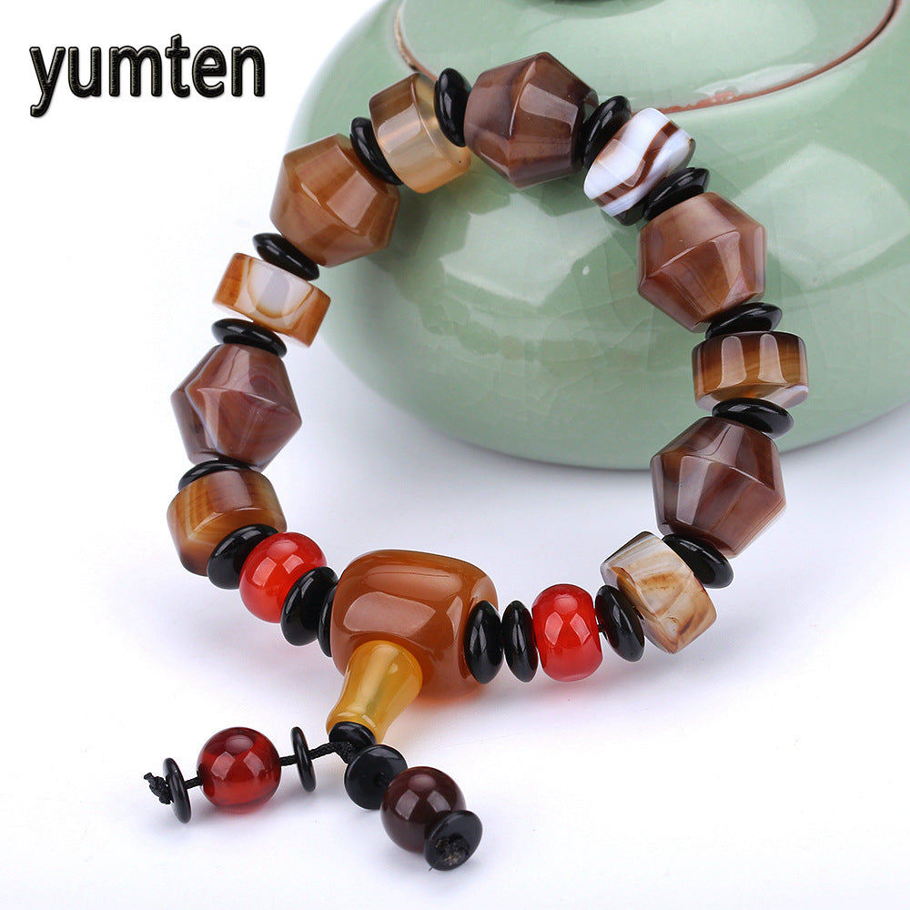 Agate Bracelet Men Wristband Power Natural Stone Chakra Healing Balance Beads Reiki Pulseira Masculina Wholesale 5PCS