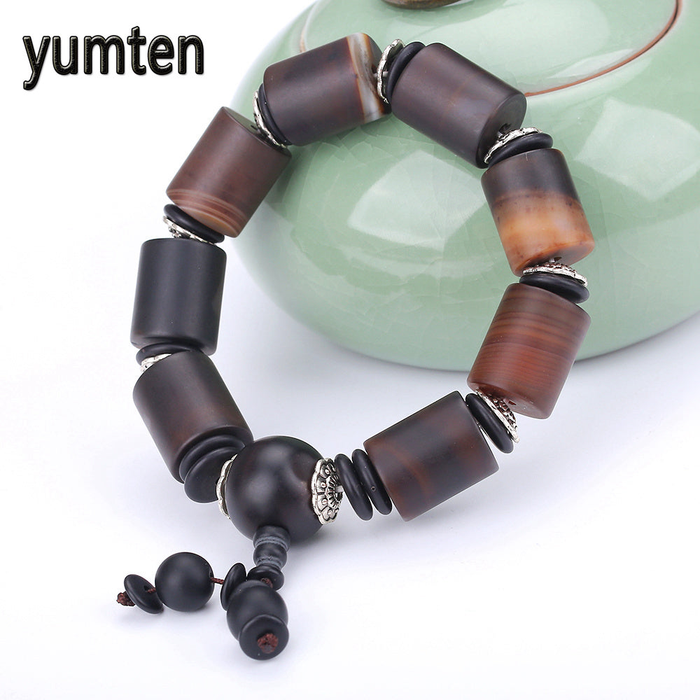 Agate Bracelets Men's Natural Chalcedony Jewelry Party Accessories Handmade Pulseira Pet Nail Bracelet Wholesale 5 PCS