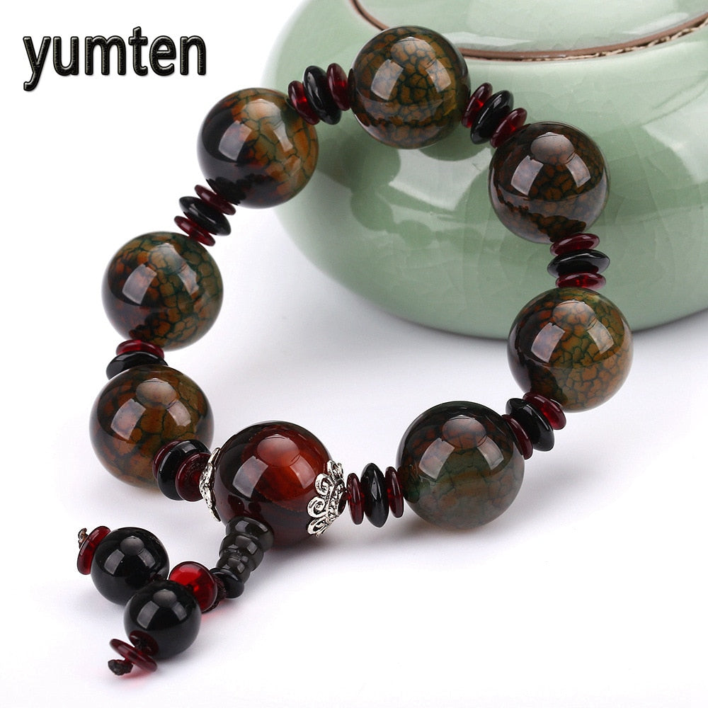 Agate Fashion Bracelet Men's Jewelry Natural Stone Power Chakra Healing Round Balance Beads Handmade Diy Wholesale 5 PCS