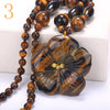 Agate Pendant Necklaces Sweater Chain Crystal Stone Jewelry Women Beaded Accessories Ethnic Femme chain Flower Colgante