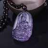 Amethyst Necklace Natural Stone Pendant Buddha Guardian Ball Chain Lucky Gift Crystal Carved Men Gothic Fox Women Jewelry