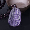 Amethyst Necklace Natural Stone Pendant Buddha Guardian Ball Chain Lucky Gift Crystal Carved Men Gothic Fox Women Jewelry
