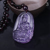 Amethyst Necklace Natural Stone Pendant Buddha Guardian Bead Chain Lucky Gift Crystal Carved Women Jewelry Men Gothic Fox